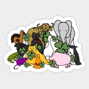 Cute Animals and Shamrock Fun for St Patricks Day Sticker